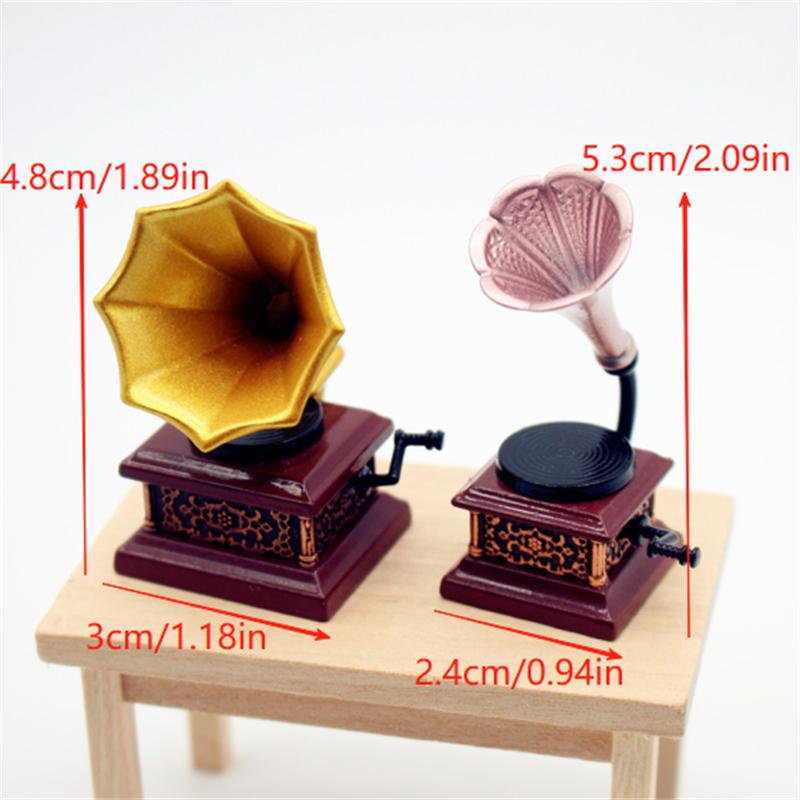 Kids Toys Play - Dollhouse Vintage Phonograph Miniatures Model Living