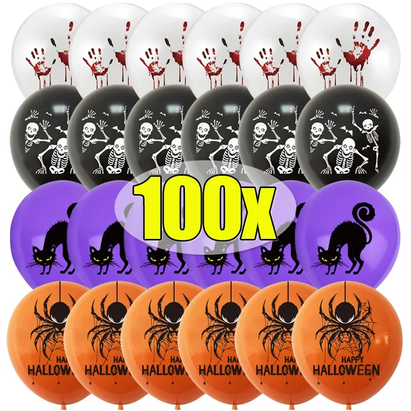 Kids Toys Easter - 100/10PCS Halloween Balloons Set Black Orange