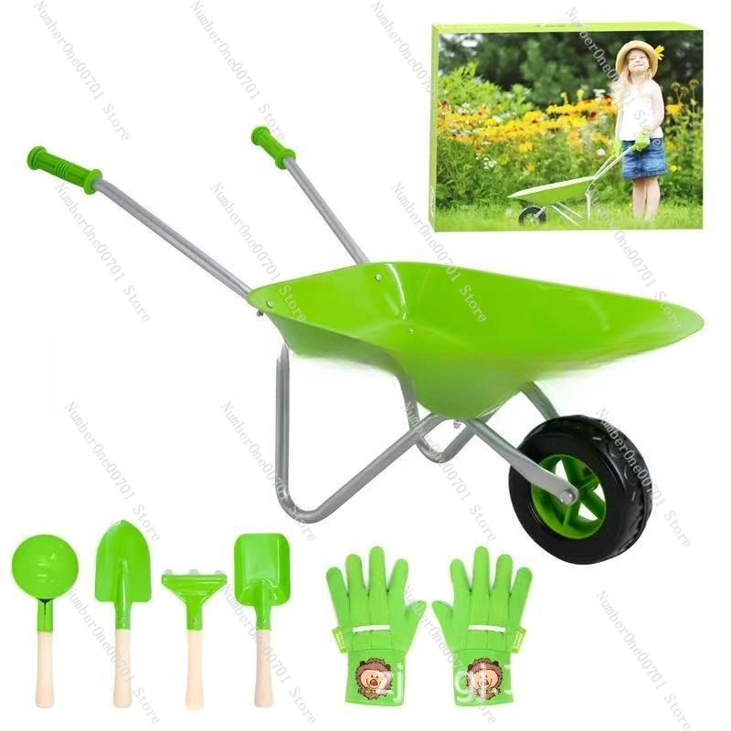 Kids Toys Play - Kids Outdoor Wheelbarrow, Green Garden Play