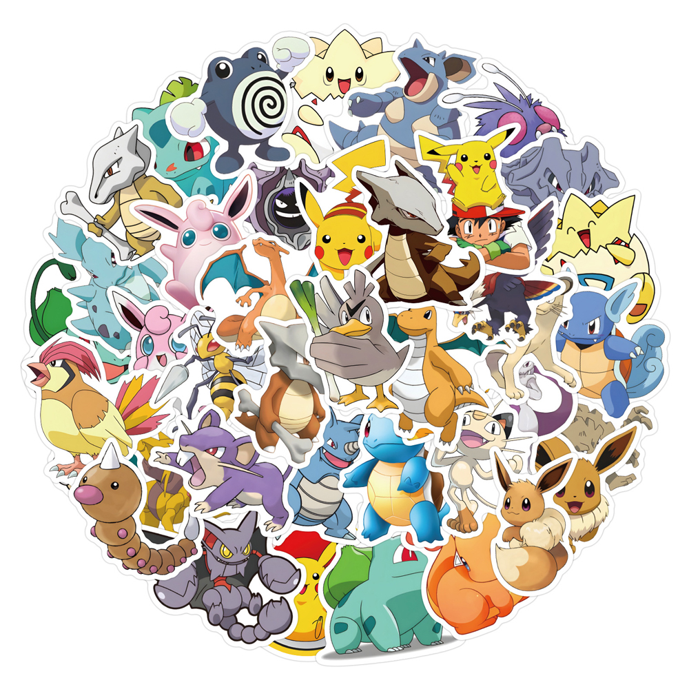 Kids Toys Laptop - 50/60pcs Cute Cartoon Anime Pokemon Stickers