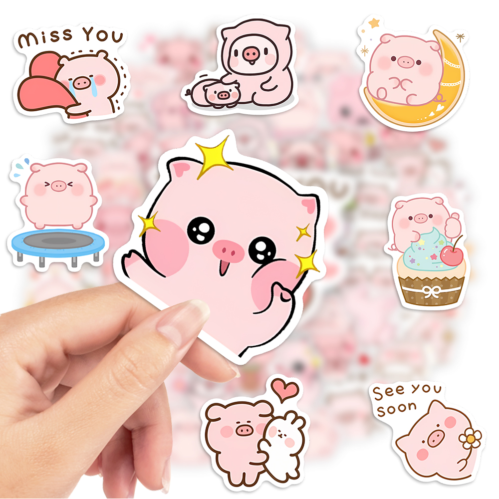 Cute Cartoon Pink Pig Stickers - Kids Toys Laptop ulasan dan harga